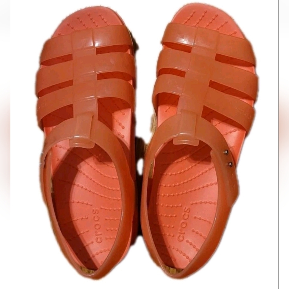 Crocs Womens Splash Glossy Fisherman Sandals Strappy Platform Watermelon Pink 6 - Picture 5 of 6